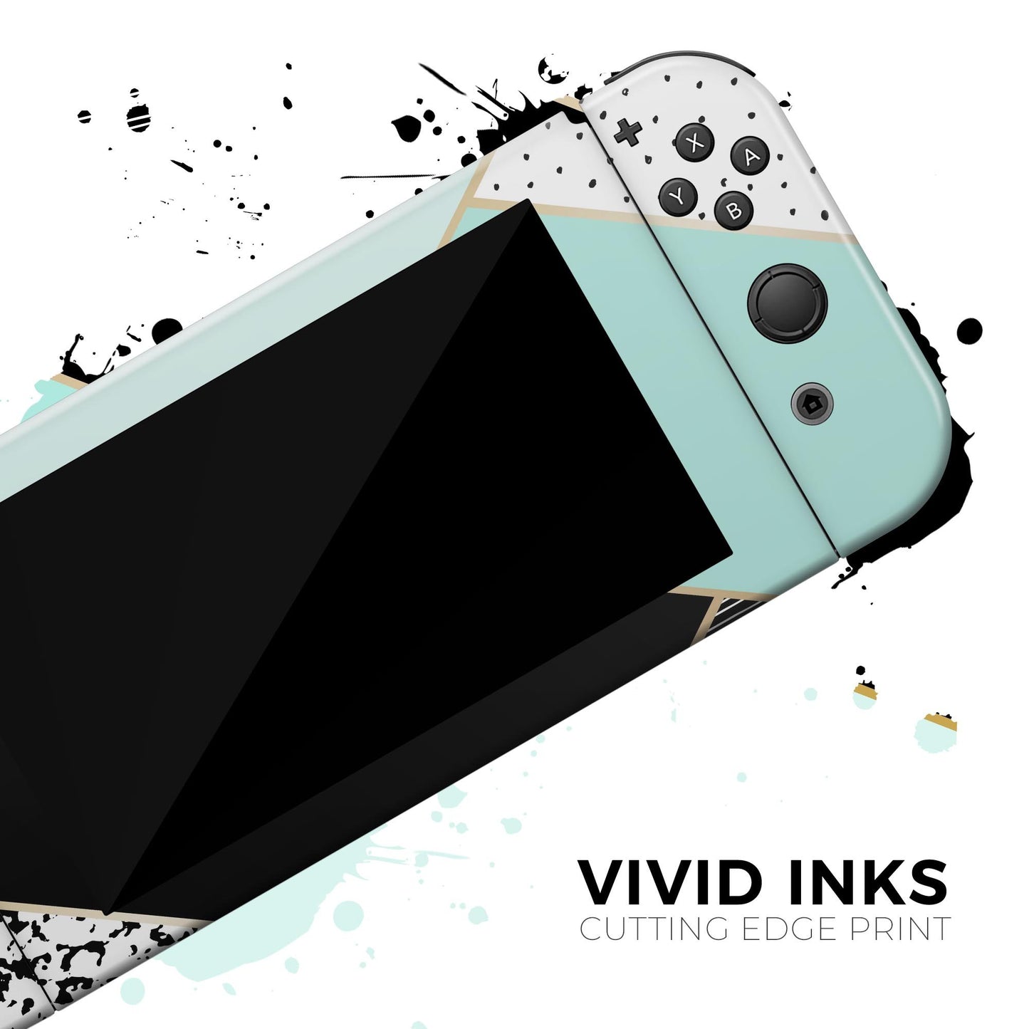 Minimalistic Mint and Gold Striped V1 - Full Body Skin Decal Wrap Kit