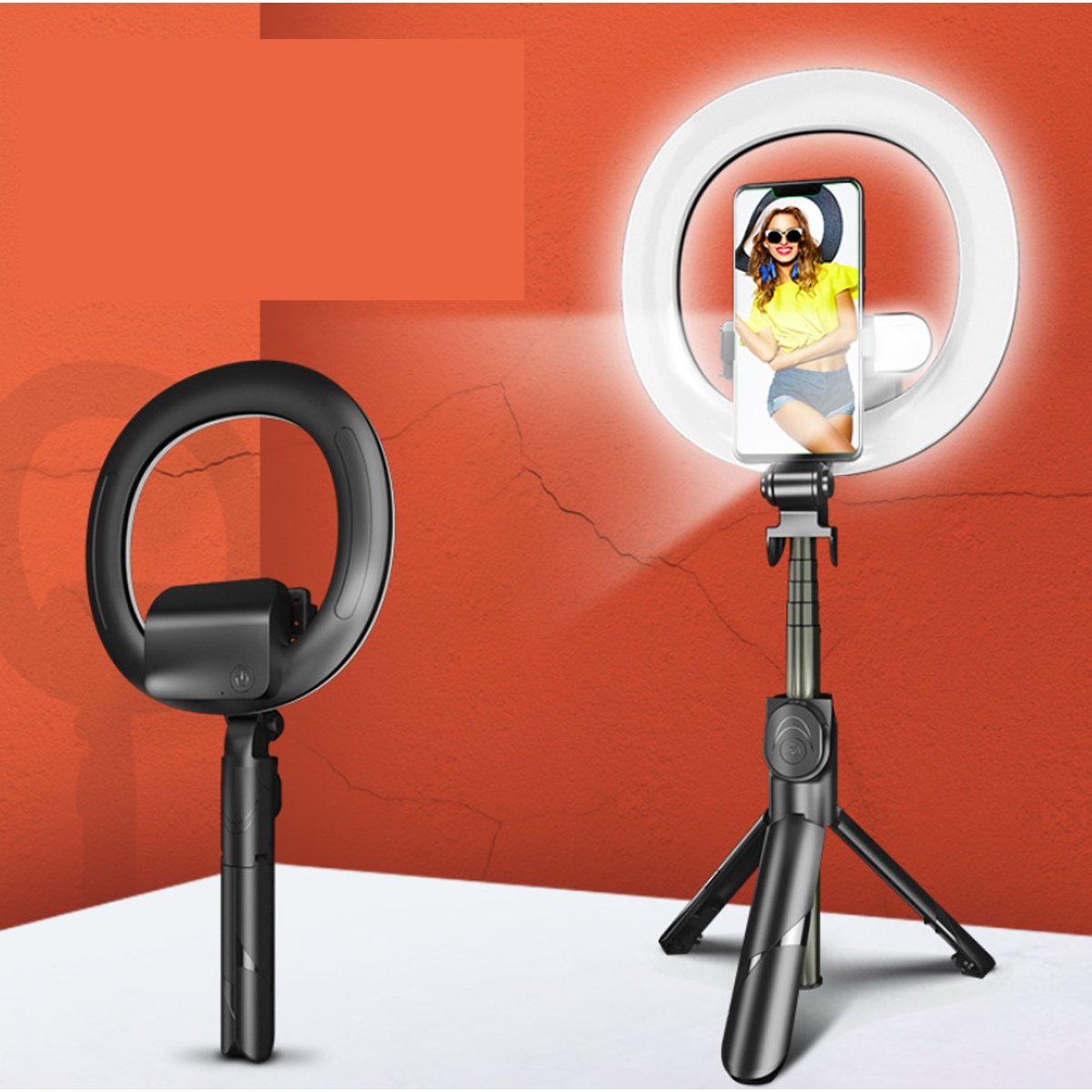 Video Self Portrait Soft Halo Light Stand With Dual LED Light