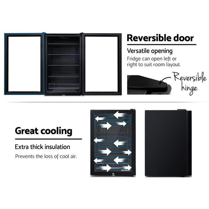 Devanti 115L Bar Fridge Glass Door Mini Freezer Fridges Countertop