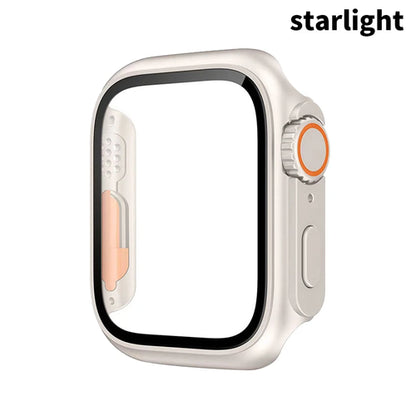 PC Firm Cover For Apple Watch Case 45mm 41mm 44mm 40mm Glass