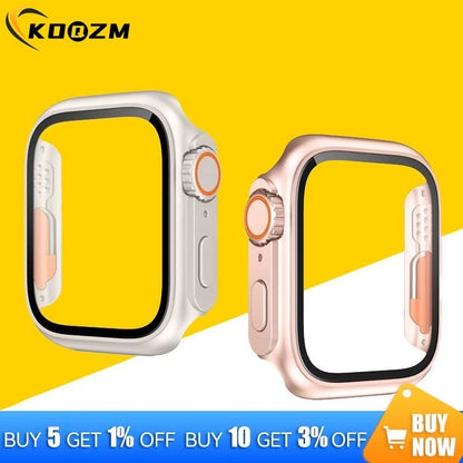 PC Firm Cover For Apple Watch Case 45mm 41mm 44mm 40mm Glass