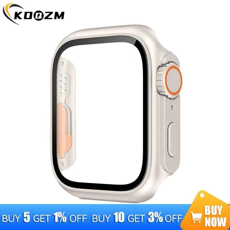PC Firm Cover For Apple Watch Case 45mm 41mm 44mm 40mm Glass