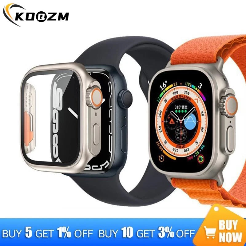 PC Firm Cover For Apple Watch Case 45mm 41mm 44mm 40mm Glass