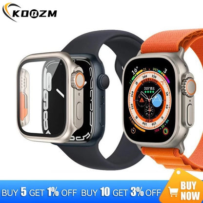 PC Firm Cover For Apple Watch Case 45mm 41mm 44mm 40mm Glass