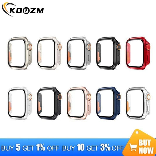 PC Firm Cover For Apple Watch Case 45mm 41mm 44mm 40mm Glass