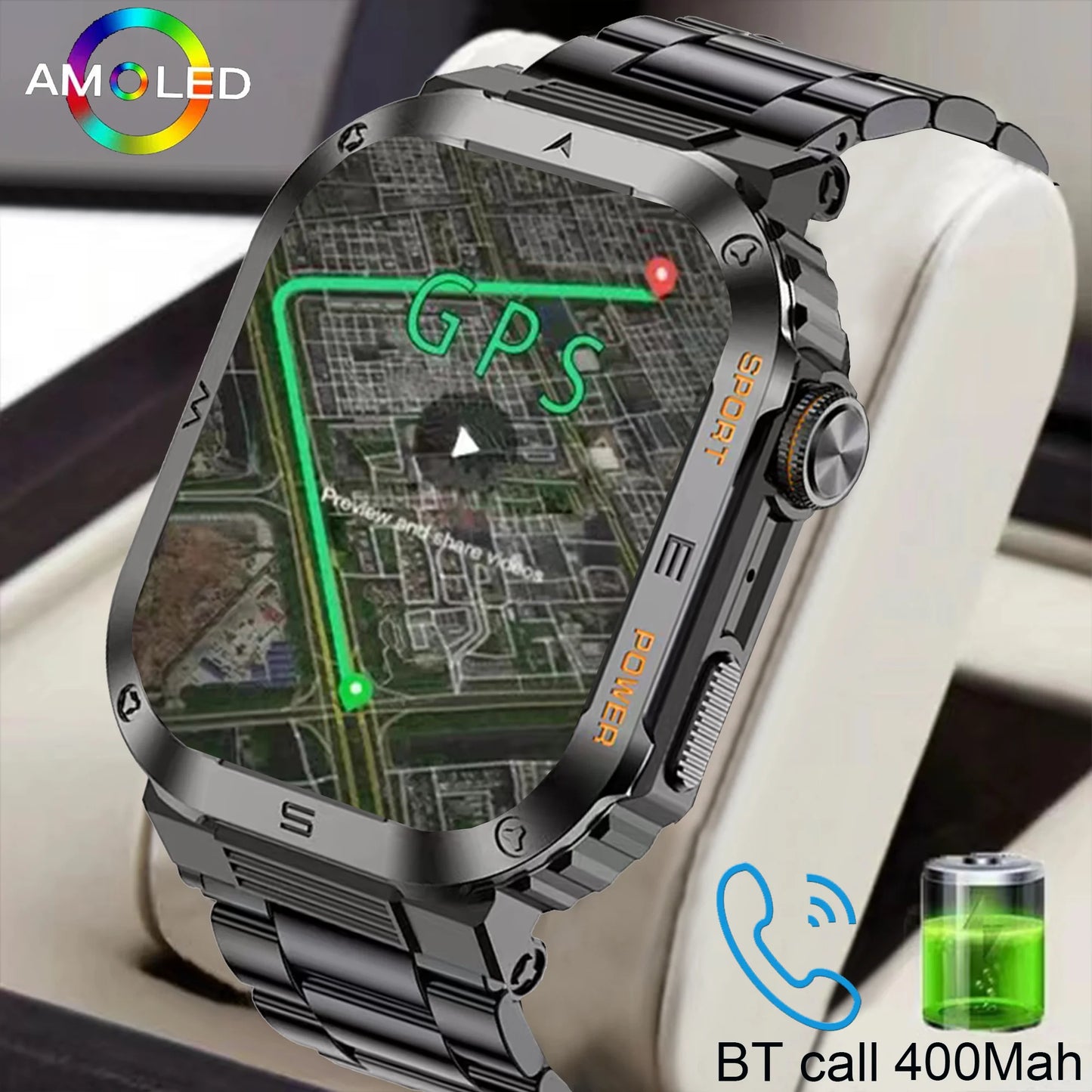 Hd Bluetooth Call Men's military-grade smartwatch GPS Motion track