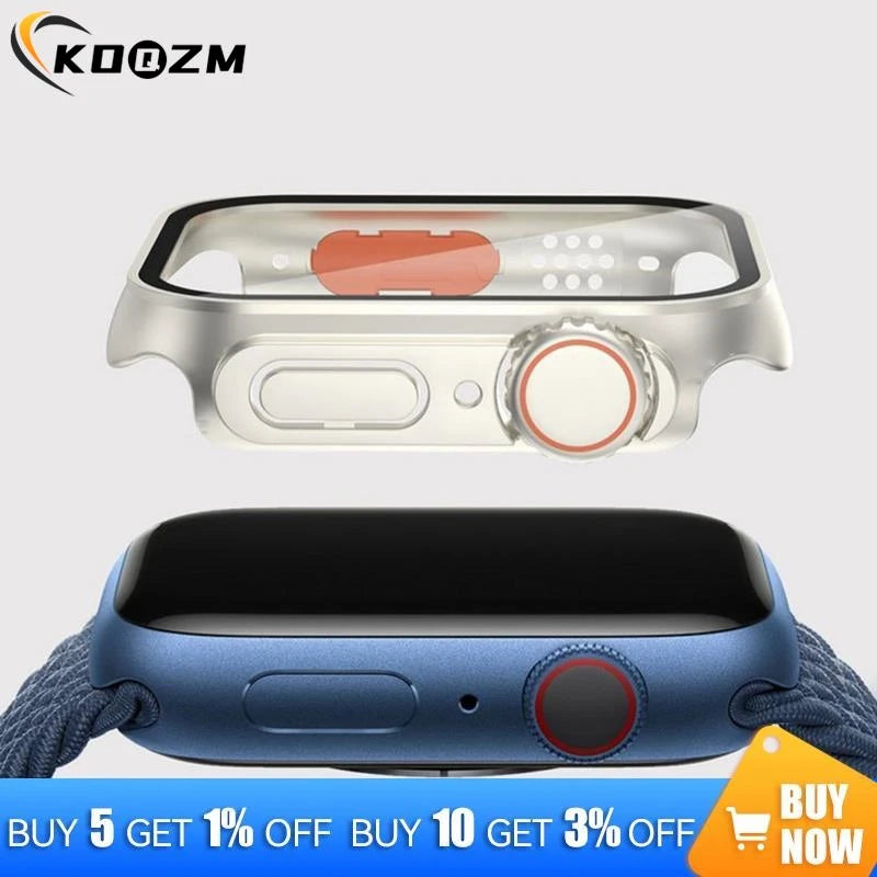 PC Firm Cover For Apple Watch Case 45mm 41mm 44mm 40mm Glass