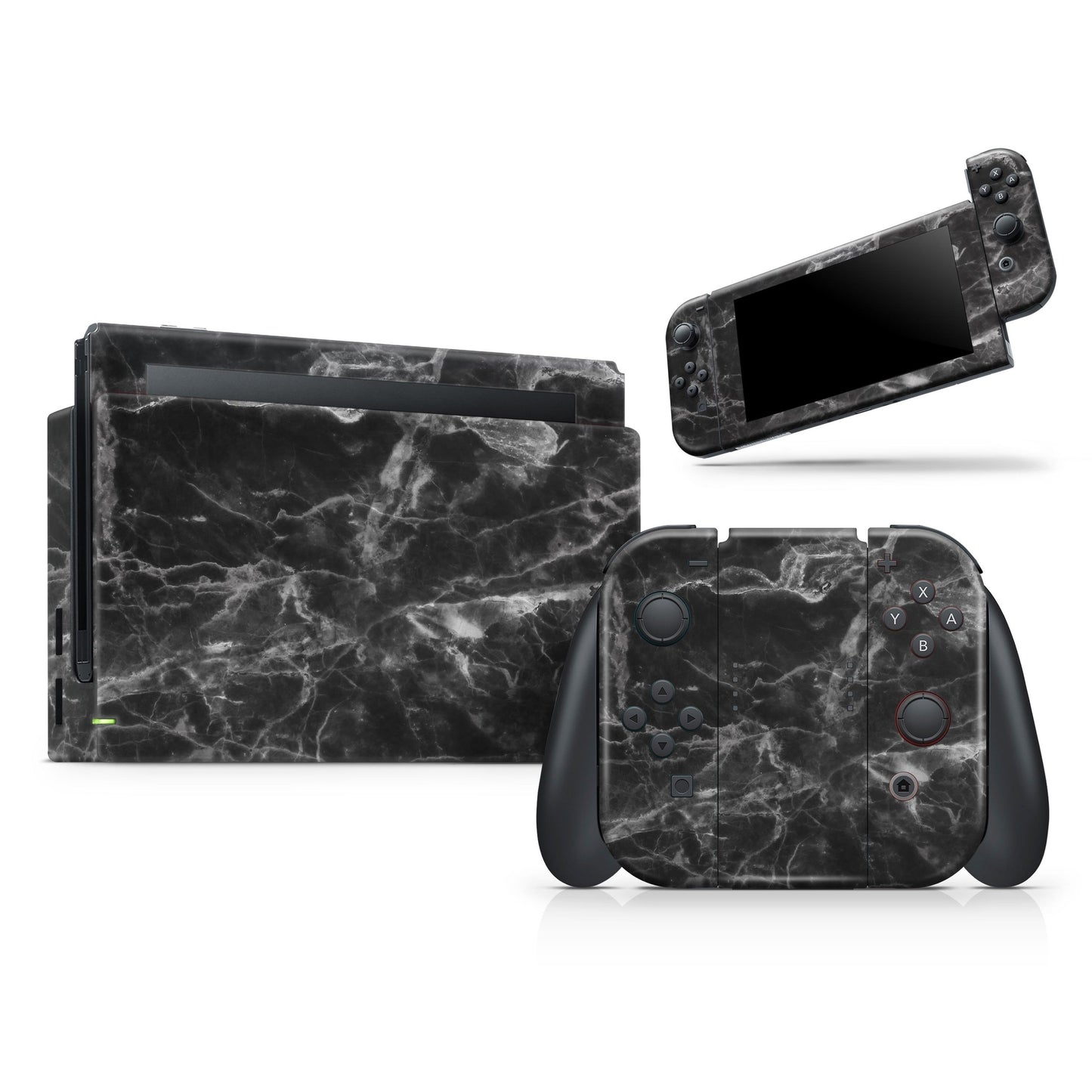 Smooth Black Marble - Full Body Skin Decal Wrap Kit for Nintendo